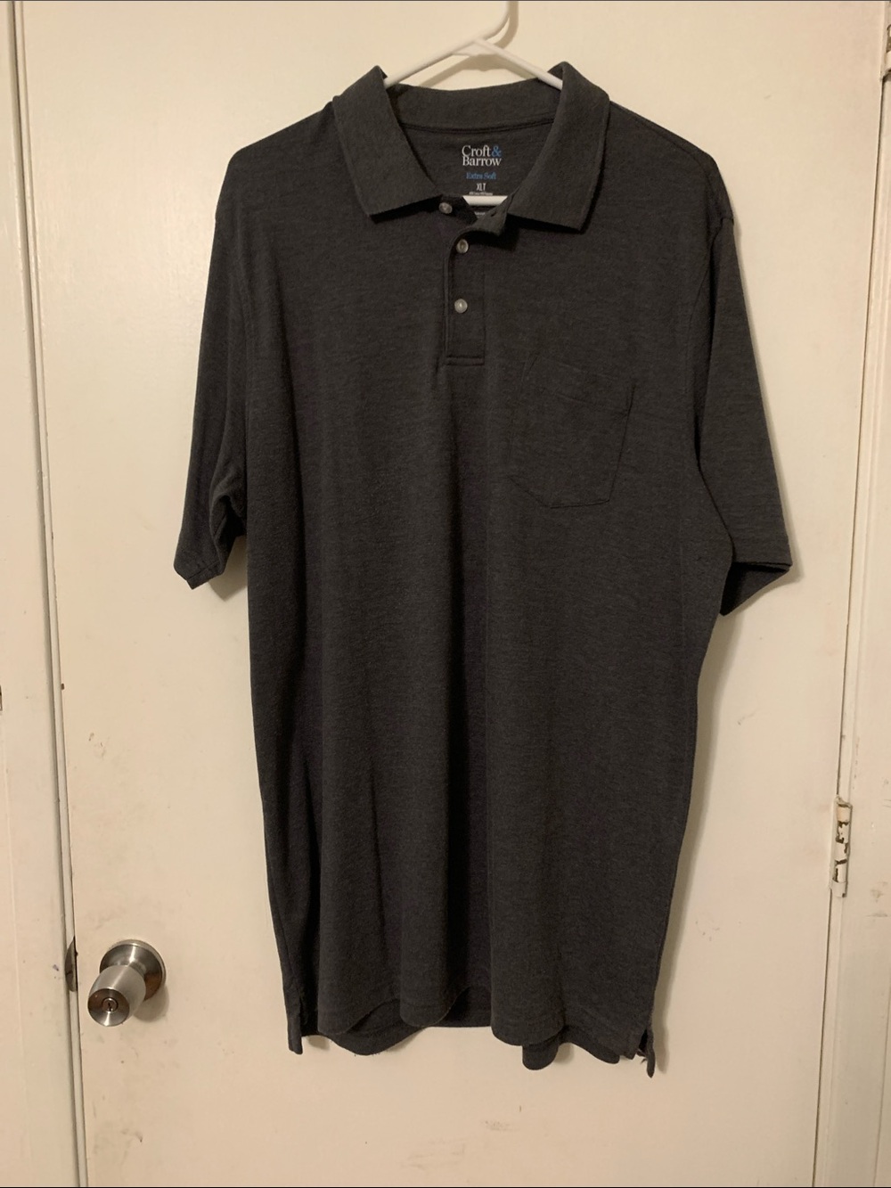 croft & barrow Dark Charcoal Short-Sleeve Polo with Chest Pocket
